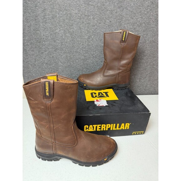 Caterpillar Boots Men's 9.5 Drawbar Leather Pull-On Work EH Soft Toe P51034 - Picture 1 of 6